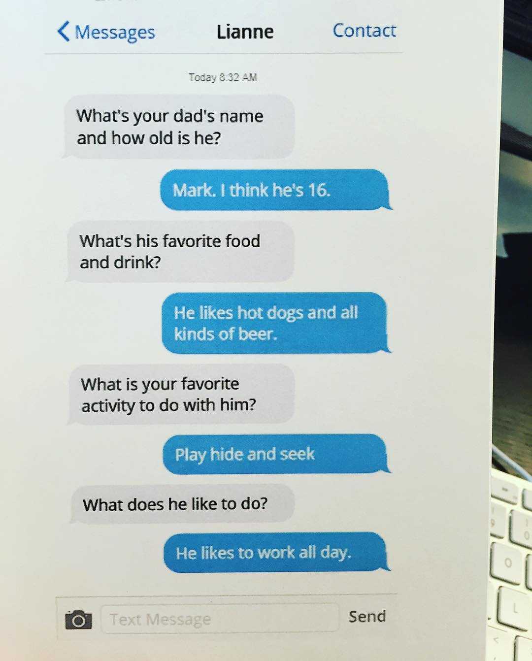 For Father’s Day, Lianne’s teachers did a Q&A with her, which they printed on a nice card. I’d say the answers are pretty accurate.